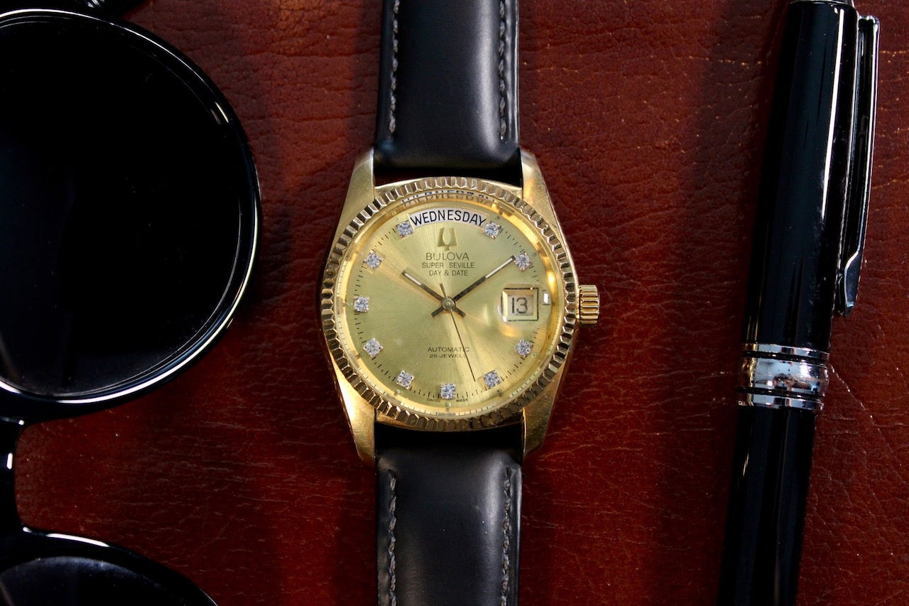 Bulova Super Seville Day-Date, Diamond Dial, Automatic-1980s
